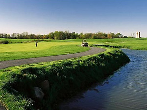 Golf course green near river